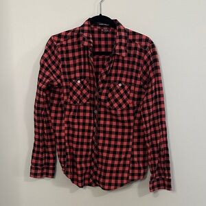 Sandra Ingrish Red and Black Checkered Blouse